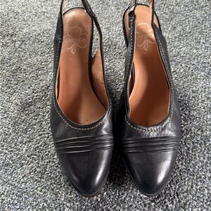 Karston Black Leather Slingback Heels